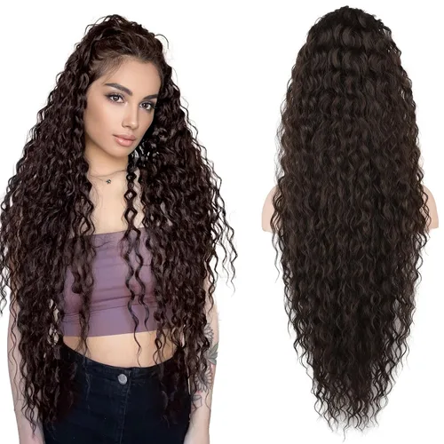 Vista 13 de SEIKEA Extensión de cola de caballo, cola de caballo falsa de 22" larga, ligera, rizada natural completa con cordón, extensión de cabello