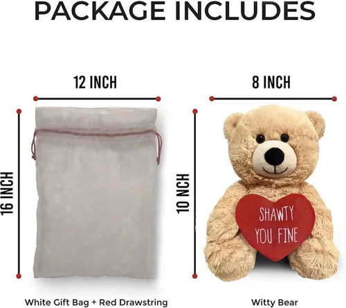 Vista 4 de Witty Enterprise Shawty You Fine - Oso de peluche de 10 pulgadas - Regalos para parejas para él - Divertido animal de peluche para novia, novio