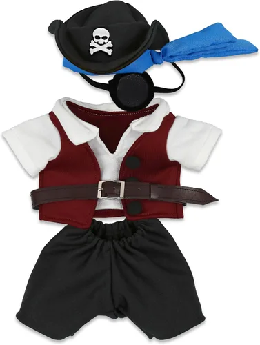 Vista 8 de DolliBu Disfraz de pirata para animales de peluche, pequeño para felpa de 5
