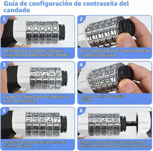 Vista 5 de Topcrown Cerradura de cadena para bicicleta, diales digitales de metal mejorados, 3.2 pies de largo, alta seguridad, resistente, antirrobo