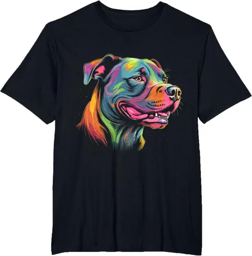 Vista 42 de Pit Bull Mom Dog Lover Colorido Artistic Pitbull Owner - Camiseta para mujer, Negro