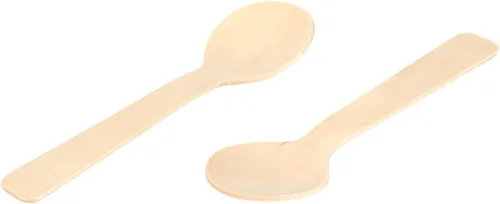 Vista 4 de Cucharas desechables de madera, 100 unidades, ecológicas, compostables, biodegradables, para helado, para cocinar, servir utensilios de cocina