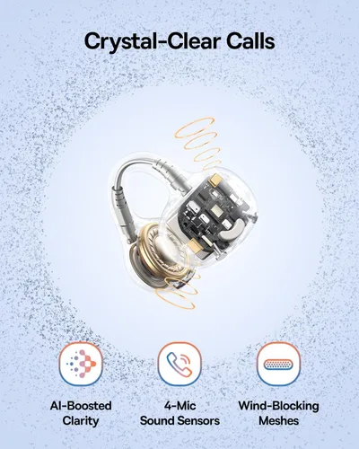 Vista 6 de Auriculares Baseus Bass BC1 de oído abierto con clip, auriculares de anillo abierto con comodidad, clip ajustado tricurvo, sonido potente