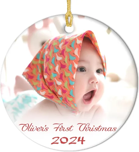 Vista 9 de Adornos personalizados para la primera Navidad del bebé 2024 con nombre y texto, adorno de elefante personalizado para bebés recién nacidos