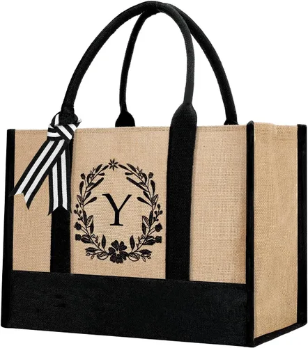 Vista 26 de Bolsa de mano personalizada de yute para mujeres, regalos para el día de la madre, regalo de Navidad de cumpleaños para mujeres y amigas