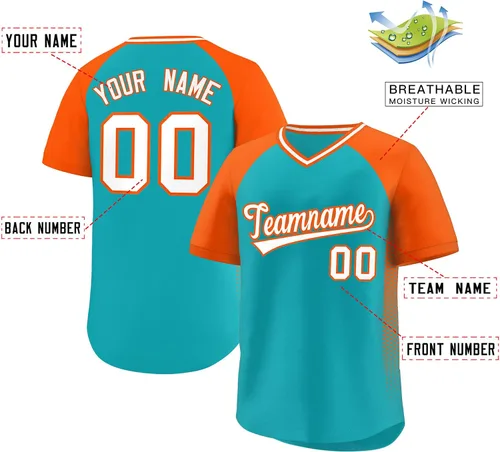 Vista 2 de Camiseta de béisbol personalizada con cuello en V para hombres, mujeres y jóvenes, camisetas de béisbol personalizadas con costuras o estampadas