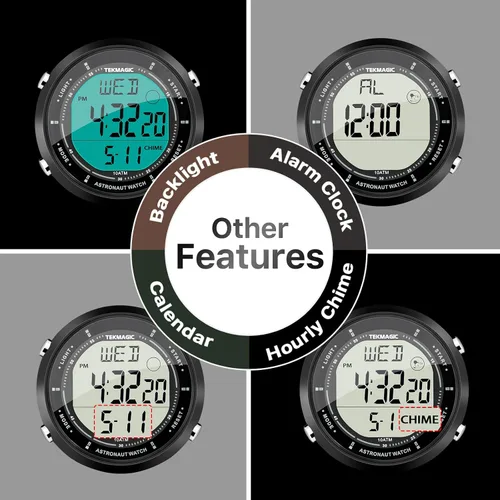 Vista 5 de Reloj de pulsera de natación y buceo de 10 ATM, resistente al agua, con múltiples funciones de reloj despertador, cronómetro, cuenta regresiva