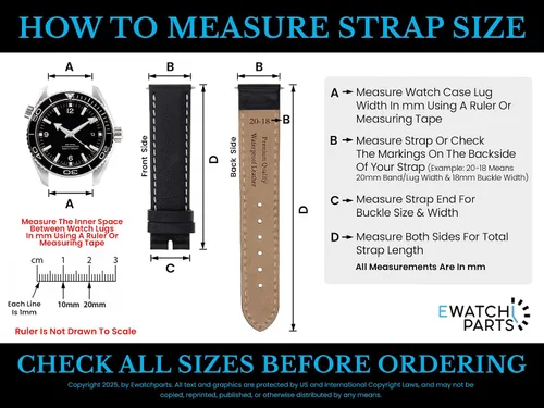 Vista 3 de Ewatchparts Correa de reloj de piel perforada de 18-19-20-21-22-23-24MM compatible con liberación rápida de Rolex