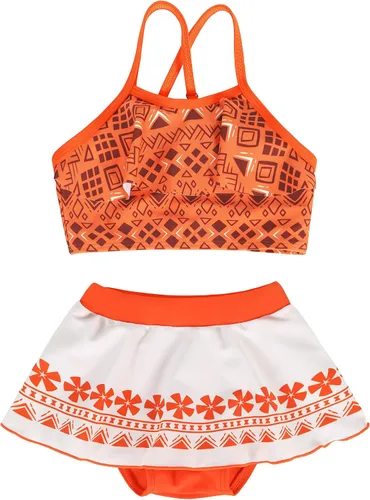 Vista 3 de Jurebecia Girls Two-Piece Summer Swimwear Princess Adventure Bathing Suit Role Play Tankini Swim Skirt Set 3-8 Years