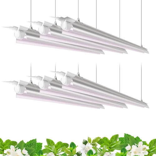 Vista 10 de Barrina Luz de cultivo T8 de 2 pies, 144 W (6 x 24 W), equivalente a 800 W, espectro completo, luz de planta de luz solar, bombillas LED de cultivo