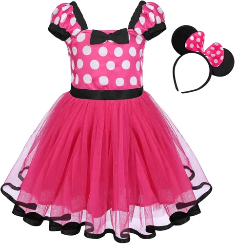 Vista 2 de IWEMEK - Maillot de ballet con diadema para niña con lunares, disfraz con diadema, leotardo
