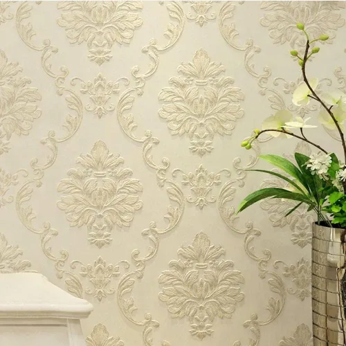 Vista 2 de Q QIHANG Papel tapiz de estilo europeo 3D en relieve damasco grueso no tejido, para sala de estar, dormitorio, comedor, TV, fondo, pared, 20.87