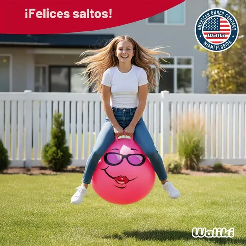 Vista 5 de WALIKI Bola Hippity Hop para adolescentes Hopper rosa de 22 pulgadas Bola de salto y salto para juego activo y diversión al aire libre