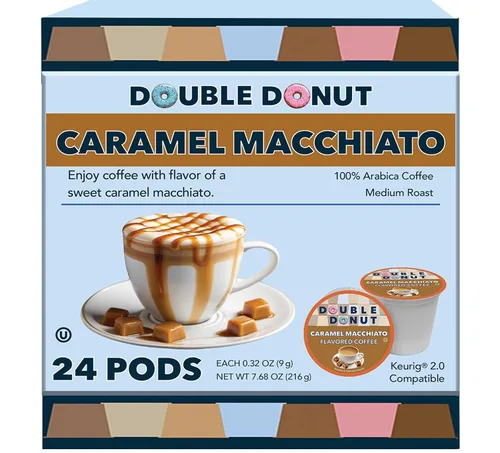 Vista 151 de Double Donut Coffee Cápsulas de Café Half Caff, Cápsulas de Café de Media Cafeína de Porción Individual para Cafeteras Keurig K Cup, Tostado Medio