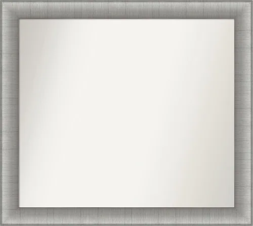 Vista 523 de Amanti Art Espejo de baño plateado para sobre el fregadero, 28 x 37 pulgadas, elegante espejo rectangular de peltre cepillado, marco de madera