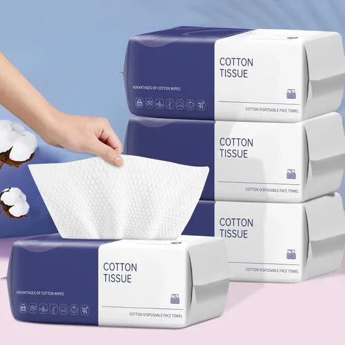 Vista 9 de Toalla facial desechable, 100 toallas faciales para lavar toallitas secas de algodón suave, toallas faciales para lavado y secado, tejido facial