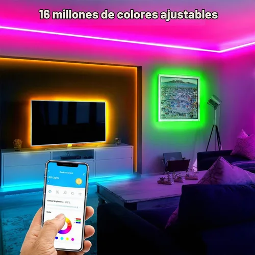 Vista 4 de DAYBETTER - Tira de luces LED inteligentes de 32.8 pies, kits de tira de luces LED RGB 2835 con control remoto de 24 teclas, tira de luces LED