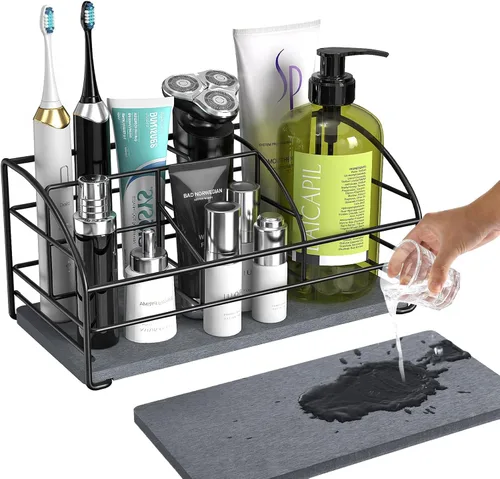 Vista 18 de Luxspire Toothbrush Holders for Bathroom, Stainless Steel, 2 Slots, Black Negro