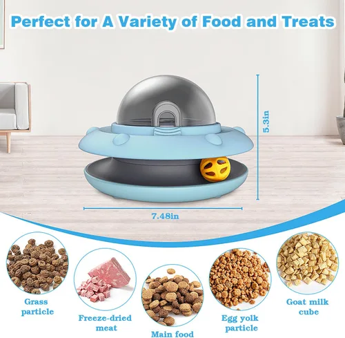 Vista 6 de Juguete interactivo para perros y gatos, rompecabezas de comida para mascotas con bola de campana, adecuado para cachorros y gatitos