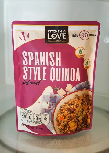 Vista 5 de Kitchen & Love Mezcla de quinua estilo español, precocida, bolsa lista para microondas, estable en estantes, sin OMG, sin gluten ni lácteos, a base