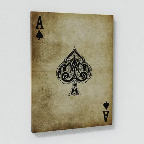 Vista 7 de Juego de 4 tarjetas Ace tamaño pequeño 4x 12 x 16 pulgadas / 0.75 pulgadas, arte en lienzo – Baraja de casino de sala de juegos de cartas vintage