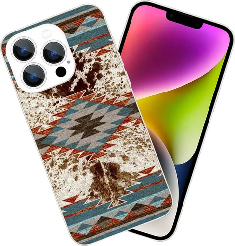 Vista 7 de Compatible con iPhone 15, funda protectora de piel de vaca retro occidental con estampado de animales de granja, vaquera howdy, boho, vaquero, país