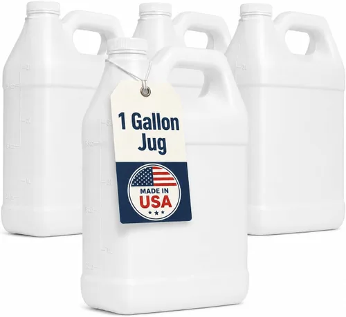 Vista 15 de kitchentoolz Jarra de 1 galón con tapa, jarra de plástico HDPE estilo F resistente para agua potable, campamento, almacenamiento de emergencia