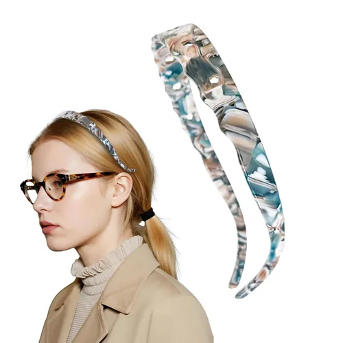 Vista 9 de Diademas de acetato para mujer - Diademas delgadas antideslizantes con dientes, diseño amigable con gafas, accesorios para el cabello estilo 90s