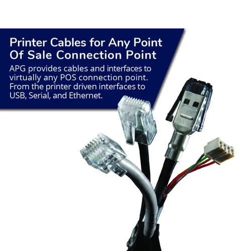 Vista 4 de APG Cable de interfaz de impresora CD-102B Cable para conexión de cajón de efectivo a impresora 1 x RJ-12 macho - 1 x RJ-45 macho Se conecta