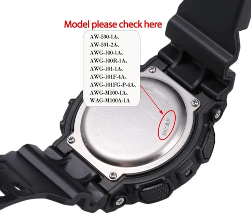 Vista 6 de Correa de resina adecuada para Caiso G-shock AWG-M100 AW590/591 resistente solar impermeable reloj deportivo accesorios de banda de repuesto