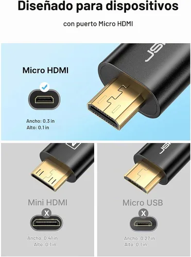Vista 3 de JSAUX Adaptador Micro HDMI a HDMI, Cable Adaptador Micro HDMI Macho a HDMI Hembra, 4K@60Hz HDR 3D 18Gbps - Negro 4K @60Hz HDR 3D Dolby 18Gbps