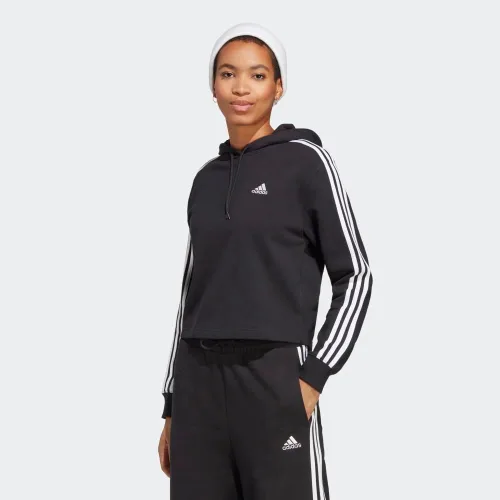 Vista 3 de adidas Sudadera con capucha de rizo francés de 3 rayas Essentials para mujer