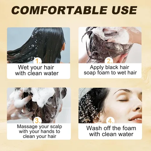 Vista 6 de 2 piezas de jabón de barra inversa para cabello gris, cobertura gris natural para todo tipo de cabello, jabón negro natural para oscurecer