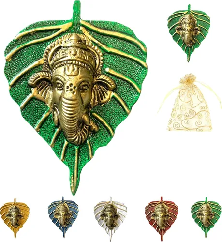 Vista 20 de LOVENSPIRE Ganesha Diwali - Decoración de hojas de metal para colgar en la pared para el hogar y la oficina, regalo de regreso de inauguración