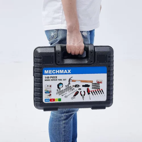 Vista 8 de MECHMAX Kit de herramientas de 149 piezas, juego de herramientas manuales para reparación del hogar y automóvil con martillo, llave de vaso