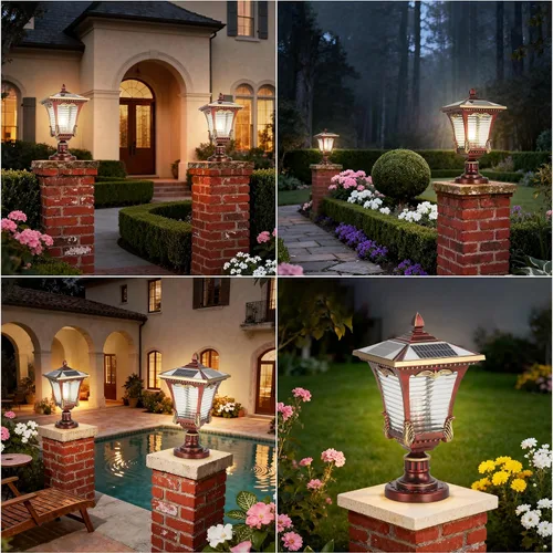 Vista 5 de Luces LED solares para poste de lámpara al aire libre de 11.61 pulgadas