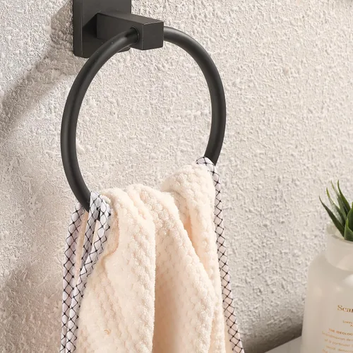 Vista 9 de Toallero de papel higiénico negro, soporte para toallas de baño, soporte de doble poste para toallas de baño, soporte moderno para papel higiénico