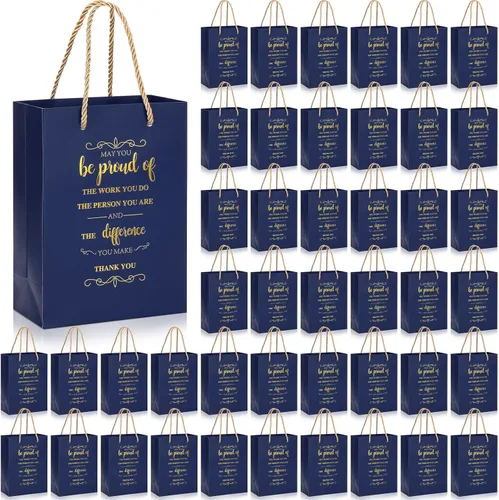 Vista 9 de Fulmoon 50 bolsas de regalo de agradecimiento a los empleados, bolsas a granel de 5.9 x 3.1 x 8.3 pulgadas, saco de regalo inspirador con asa