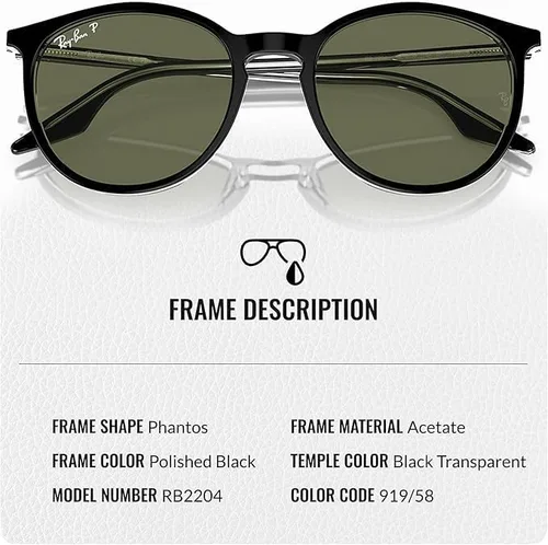 Vista 3 de Ray-Ban RB2204 Phantos - Gafas de sol en forma para hombre y mujer con kit oficial de gafas RAYBAN