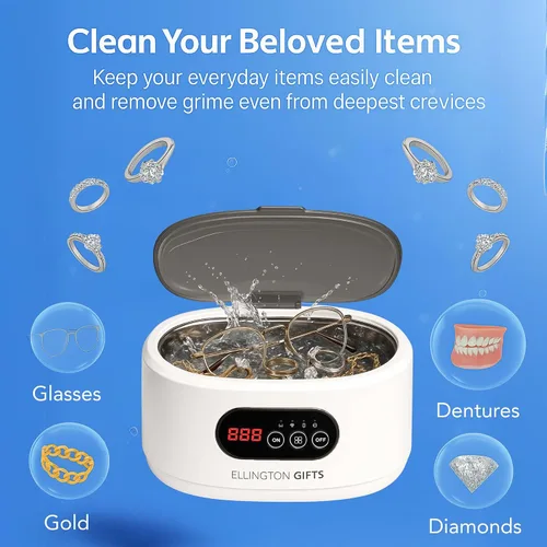 Vista 3 de Limpiador ultrasónico de joyas de 22 onzas – Limpiador sónico de 48 kHz con 5 modos de temporizador, 35 W de potencia – para anillos, retenedores