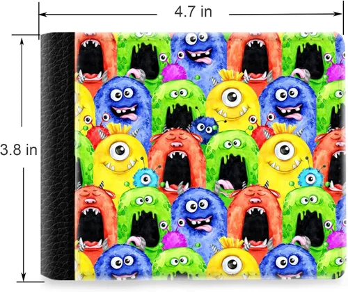 Vista 2 de Unique Desige Pattern - Creepy monster wallpaper, Slim Front Pocket Wallet Billfold RFID Blocking