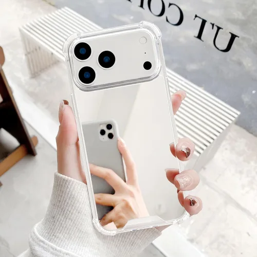 Vista 9 de Funda compatible con iPhone 11 con espejo con parachoques a prueba de golpes, parte trasera dura, delgada, cubierta protectora delgada para niñas