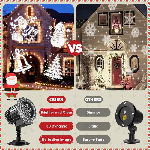 Vista 2 de Proyector de luces de Navidad para exteriores, proyector de luz de Navidad dinámico 3D luces de Navidad para exteriores, iluminación decorativa