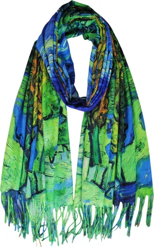 Vista 14 de VENVSBEE Reversible Scarf Soft Large Shawl Wrap Blanket Double Sided Art Print Warm Stoles Klimt Van Gogh Gifts Arte 01