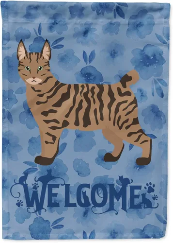 Vista 140 de Caroline's Treasures CK4813CHF - Bandera de bienvenida con gato abisinio azul, manga grande, para porche, para colgar en la pared, poliéster