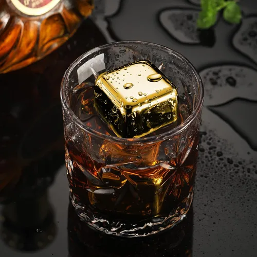 Vista 7 de Juego de 2 piedras de whisky grandes de 64 cm³ (4 cu in) – Juego de regalo para hombre – Cubos de esferas de hielo de metal reutilizables de acero