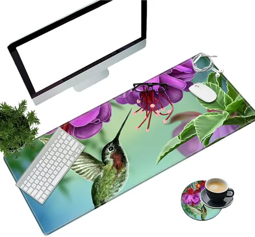 Vista 12 de Alfombrilla de escritorio grande para mouse XL extendida para juegos con lindo panda de 31.5 x 11.8 pulgadas, enormes alfombrillas de mouse