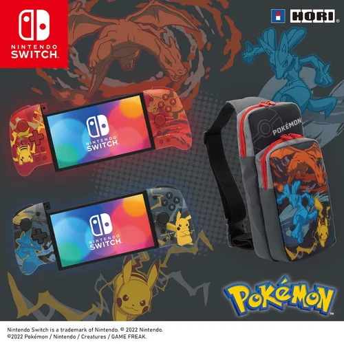 Vista 5 de HORI Nintendo Switch Split Pad Pro (Pikachu & Charizard) - Ergonomic Controller for Handheld Mode - Officially Licensed by Nintendo & Pokémon