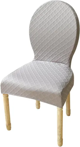 Vista 13 de Juego de 4/2 fundas para sillas de comedor con respaldo redondo, fundas para sillas de comedor sin brazos, patas de madera maciza, modernas sillas