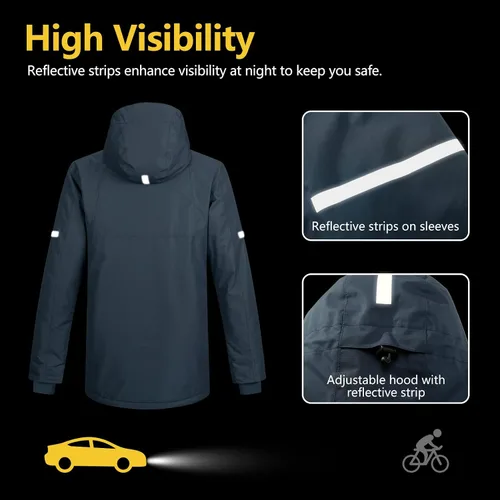 Vista 2 de 33,000ft Chaqueta de invierno impermeable aislada con capucha, abrigos largos Anorak acolchado cálido parka para esquí deportes de nieve